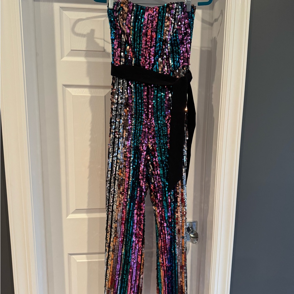 Multicolor Sequin Strapless Jumpsuit